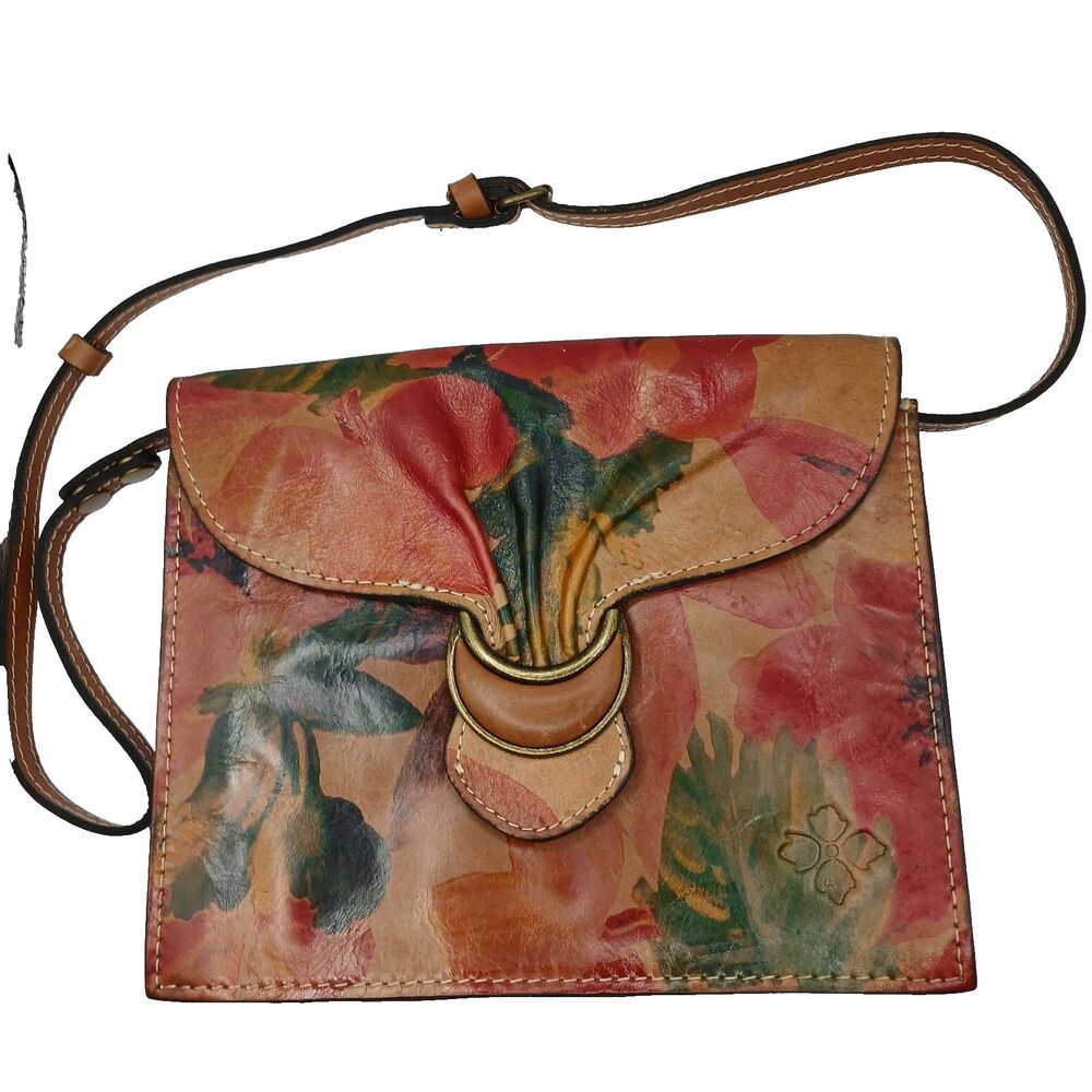 Patricia Nash Van Sannio Tri-Fold Clutch Crossbody Bag Red Green Floral READ